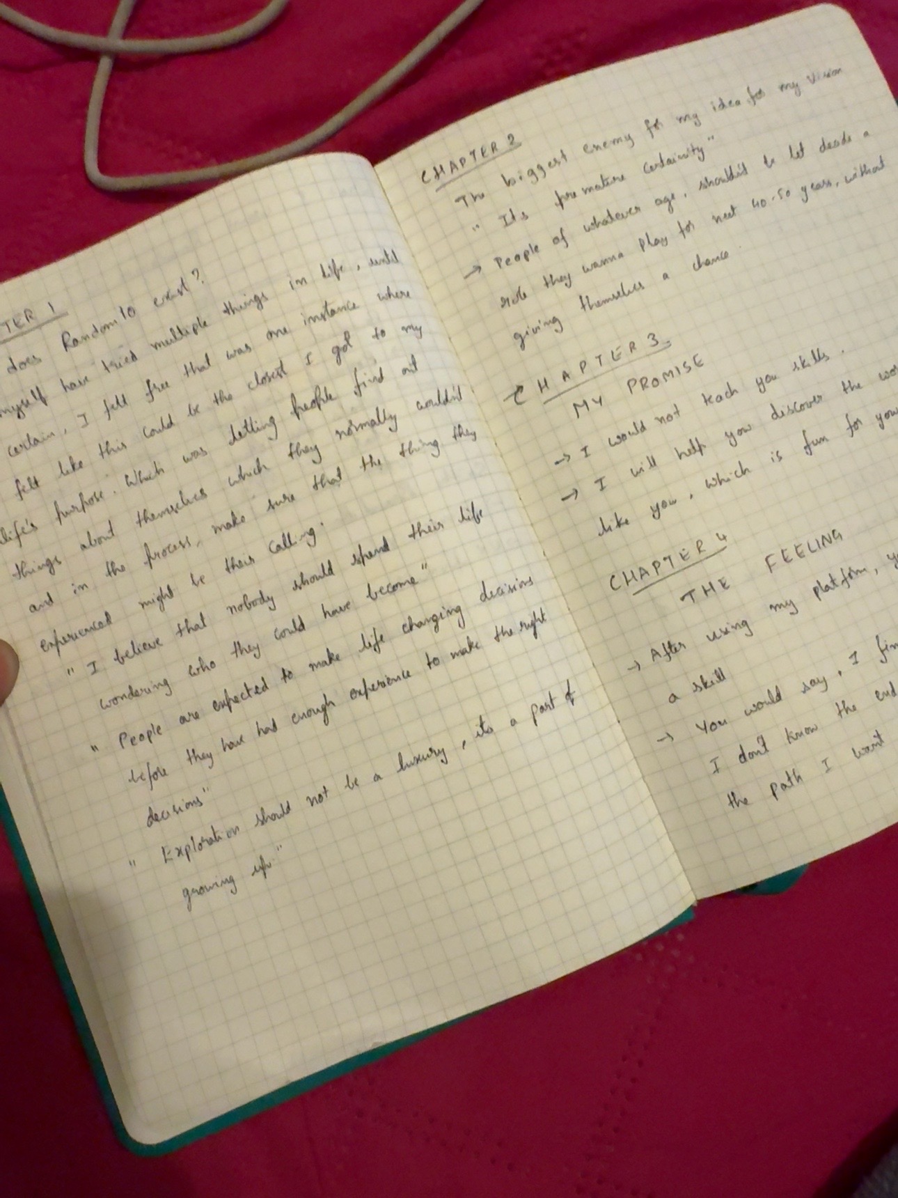 Original handwritten notes behind the Random 10 idea